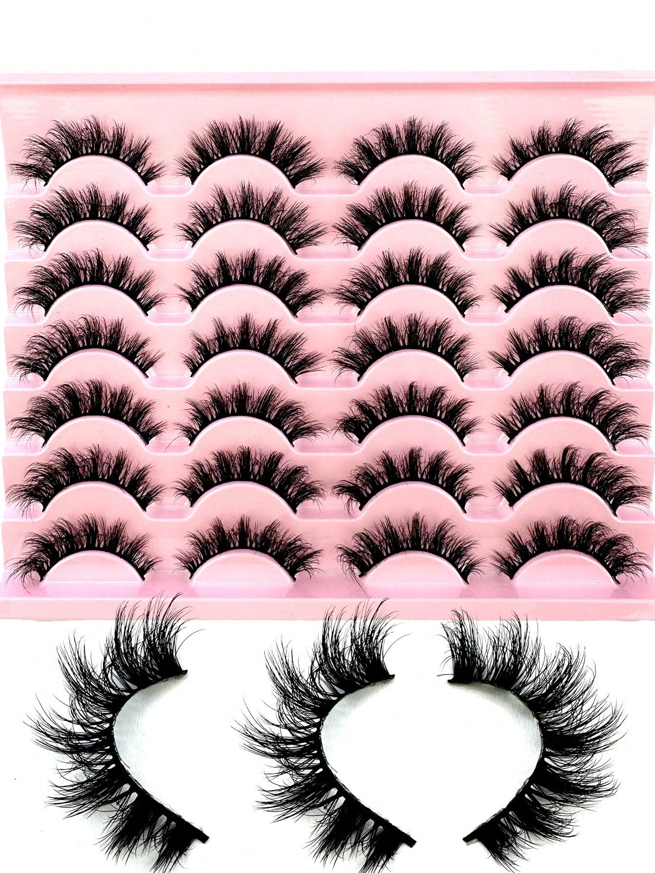 14pairs Manga Cat Eye Lashes Mink Lashes 3D Mink Eyelashes 8D Lashes Handmade Reusable Natural Eyelashes Popular False Lashes Makeup