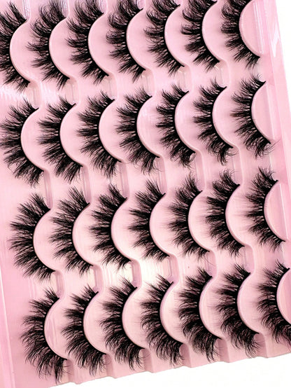 14pairs Manga Cat Eye Lashes Mink Lashes 3D Mink Eyelashes 8D Lashes Handmade Reusable Natural Eyelashes Popular False Lashes Makeup
