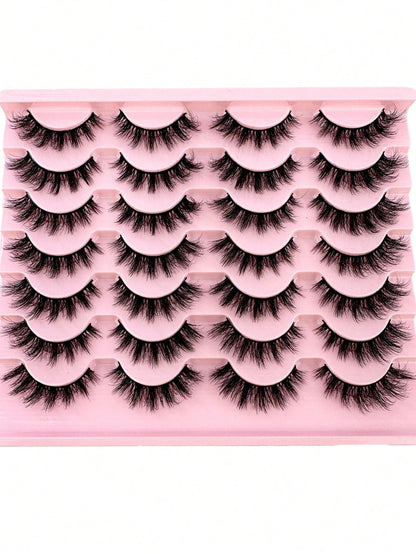 14pairs Manga Cat Eye Lashes Mink Lashes 3D Mink Eyelashes 8D Lashes Handmade Reusable Natural Eyelashes Popular False Lashes Makeup