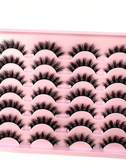 14pairs Manga Cat Eye Lashes Mink Lashes 3D Mink Eyelashes 8D Lashes Handmade Reusable Natural Eyelashes Popular False Lashes Makeup