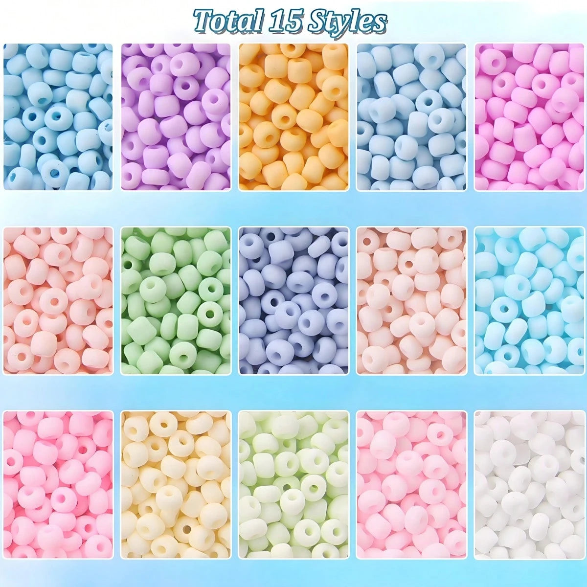 15 Grid Pastel Macaron Acrylic Seed Beads Kit, Matte Multicolor Small Round Pony Spacer Beads DIY Bracelet Necklace Earring Handmade Jewelry Making Craft Supplies Set