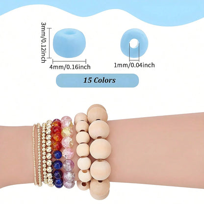 15 Grid Pastel Macaron Acrylic Seed Beads Kit, Matte Multicolor Small Round Pony Spacer Beads DIY Bracelet Necklace Earring Handmade Jewelry Making Craft Supplies Set