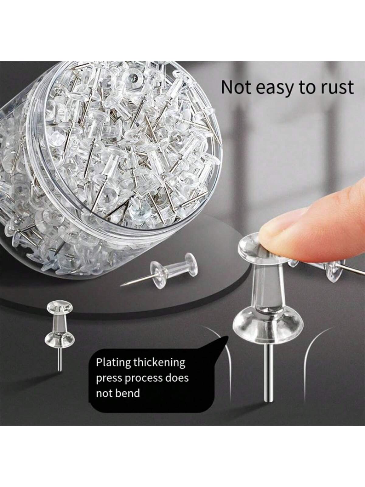 150/400pcs Clear Push Pins- Plastic Flat Head Thumb Tacks With Steel Point For Bulletin Cork Board, Office, Home, Photos, Calendar, Map Display