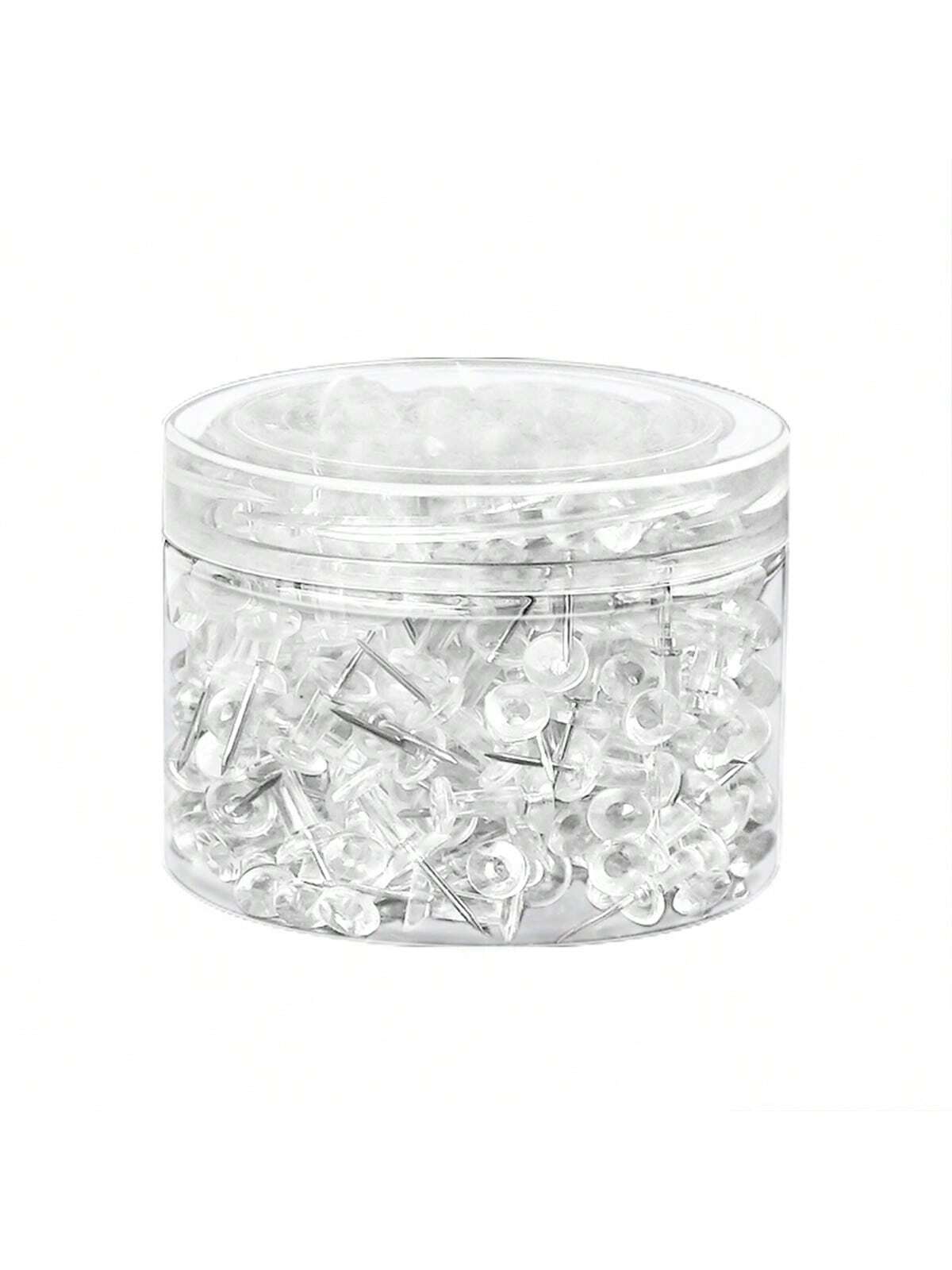150/400pcs Clear Push Pins- Plastic Flat Head Thumb Tacks With Steel Point For Bulletin Cork Board, Office, Home, Photos, Calendar, Map Display