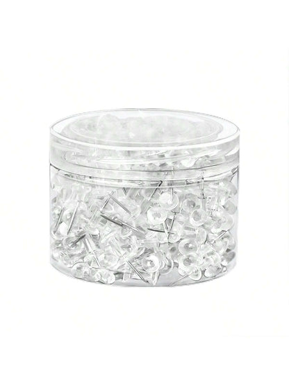 150/400pcs Clear Push Pins- Plastic Flat Head Thumb Tacks With Steel Point For Bulletin Cork Board, Office, Home, Photos, Calendar, Map Display