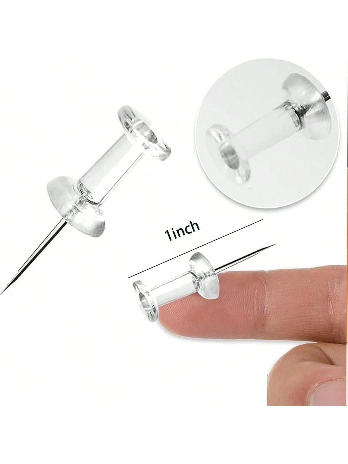 150/400pcs Clear Push Pins- Plastic Flat Head Thumb Tacks With Steel Point For Bulletin Cork Board, Office, Home, Photos, Calendar, Map Display