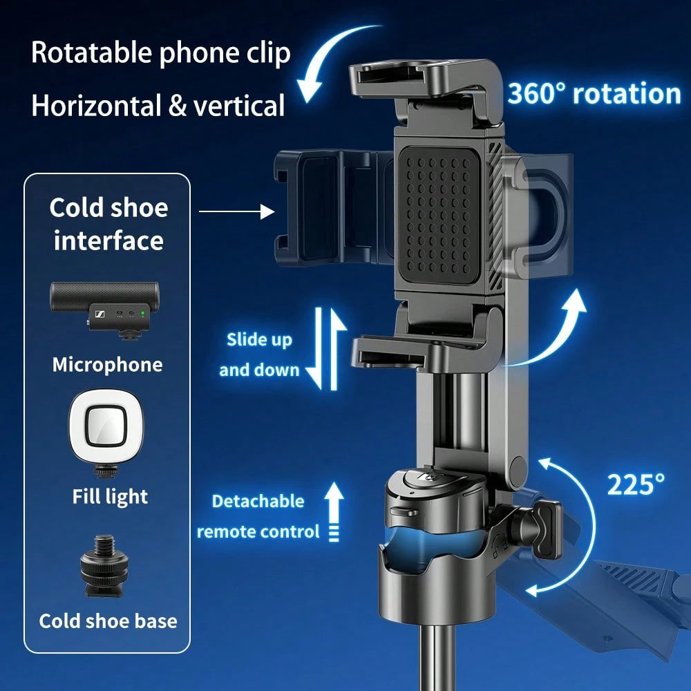 16 Inch Extendable Selfie Stick Tripod, Equipped With Wireless Remote Control, 360 ° Rotating Bracket, One Click Release Lightweight ABS Design, Suitable For Various Smartphones, Perfect For Concerts
