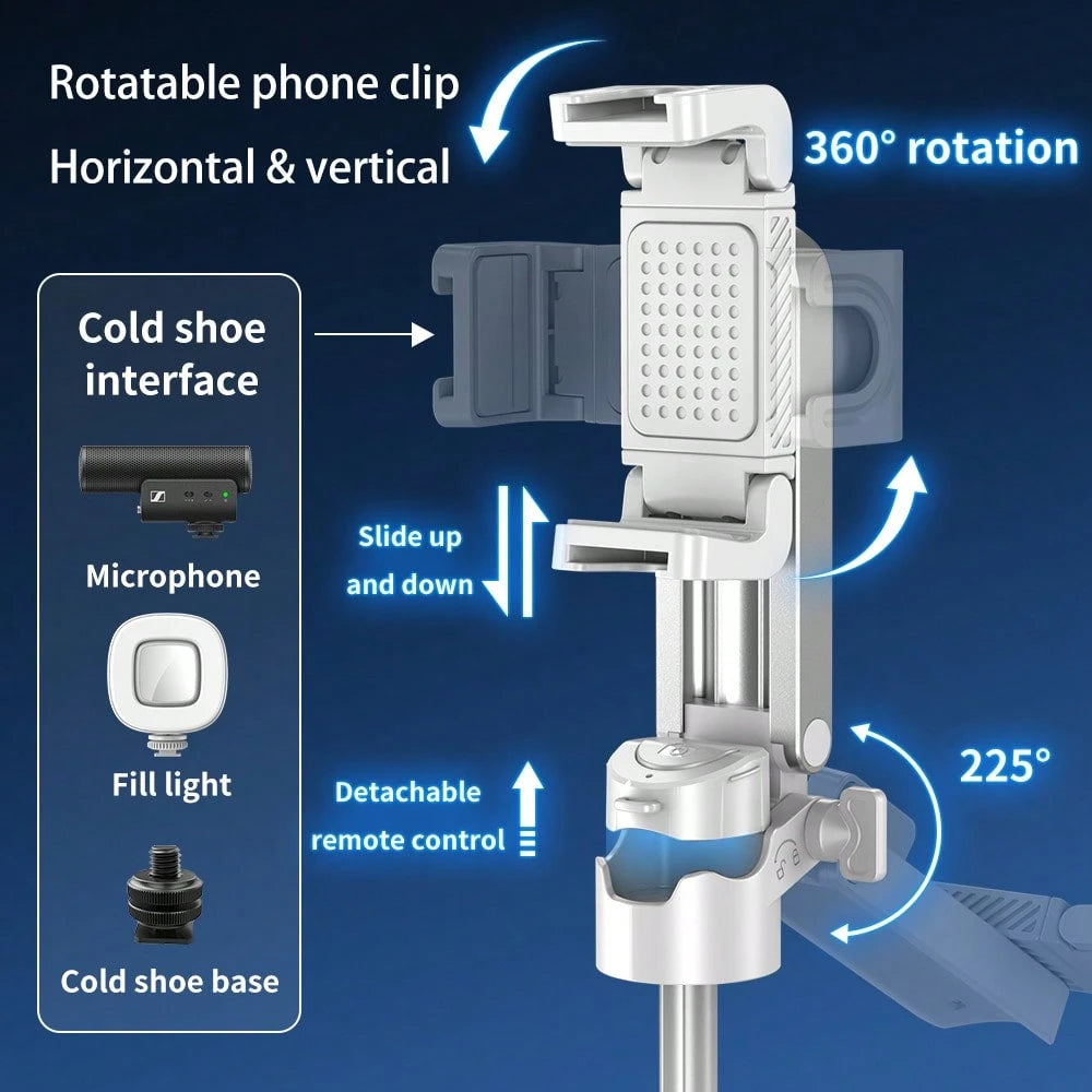 16 Inch Extendable Selfie Stick Tripod, Equipped With Wireless Remote Control, 360 ° Rotating Bracket, One Click Release Lightweight ABS Design, Suitable For Various Smartphones, Perfect For Concerts