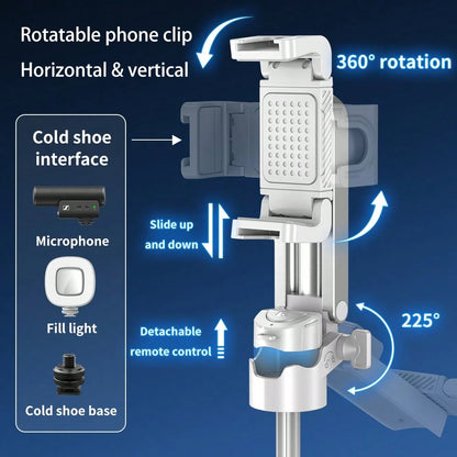 16 Inch Extendable Selfie Stick Tripod, Equipped With Wireless Remote Control, 360 ° Rotating Bracket, One Click Release Lightweight ABS Design, Suitable For Various Smartphones, Perfect For Concerts
