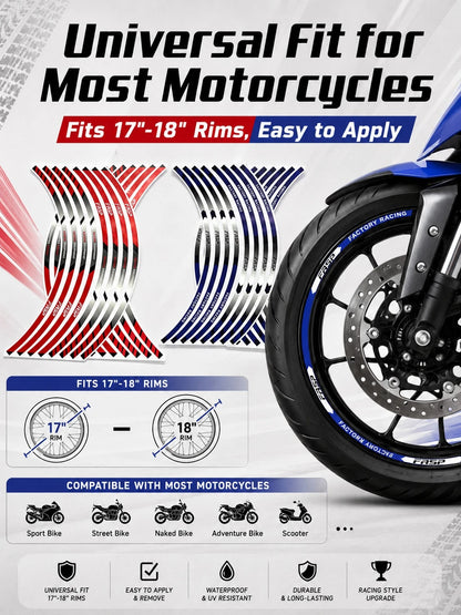 16pcs Reflective Motorcycle Wheel Rim Stickers, Racing Style Waterproof Wheel Hub Decals, Car Wheel Decoration Stickers
