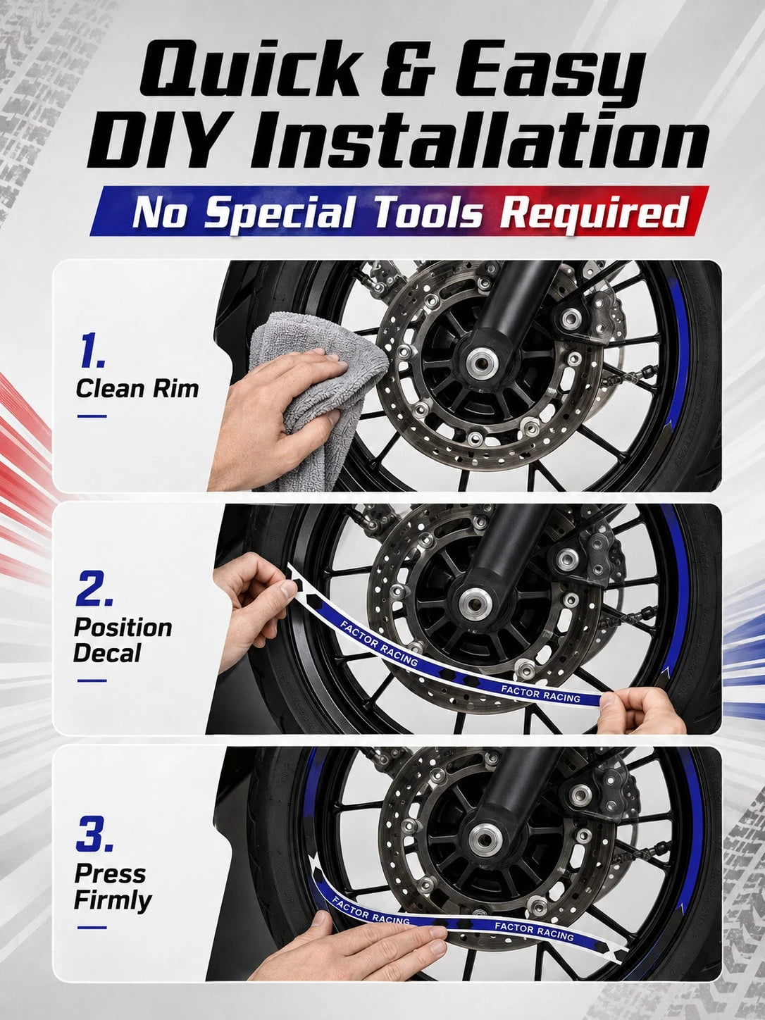 16pcs Reflective Motorcycle Wheel Rim Stickers, Racing Style Waterproof Wheel Hub Decals, Car Wheel Decoration Stickers