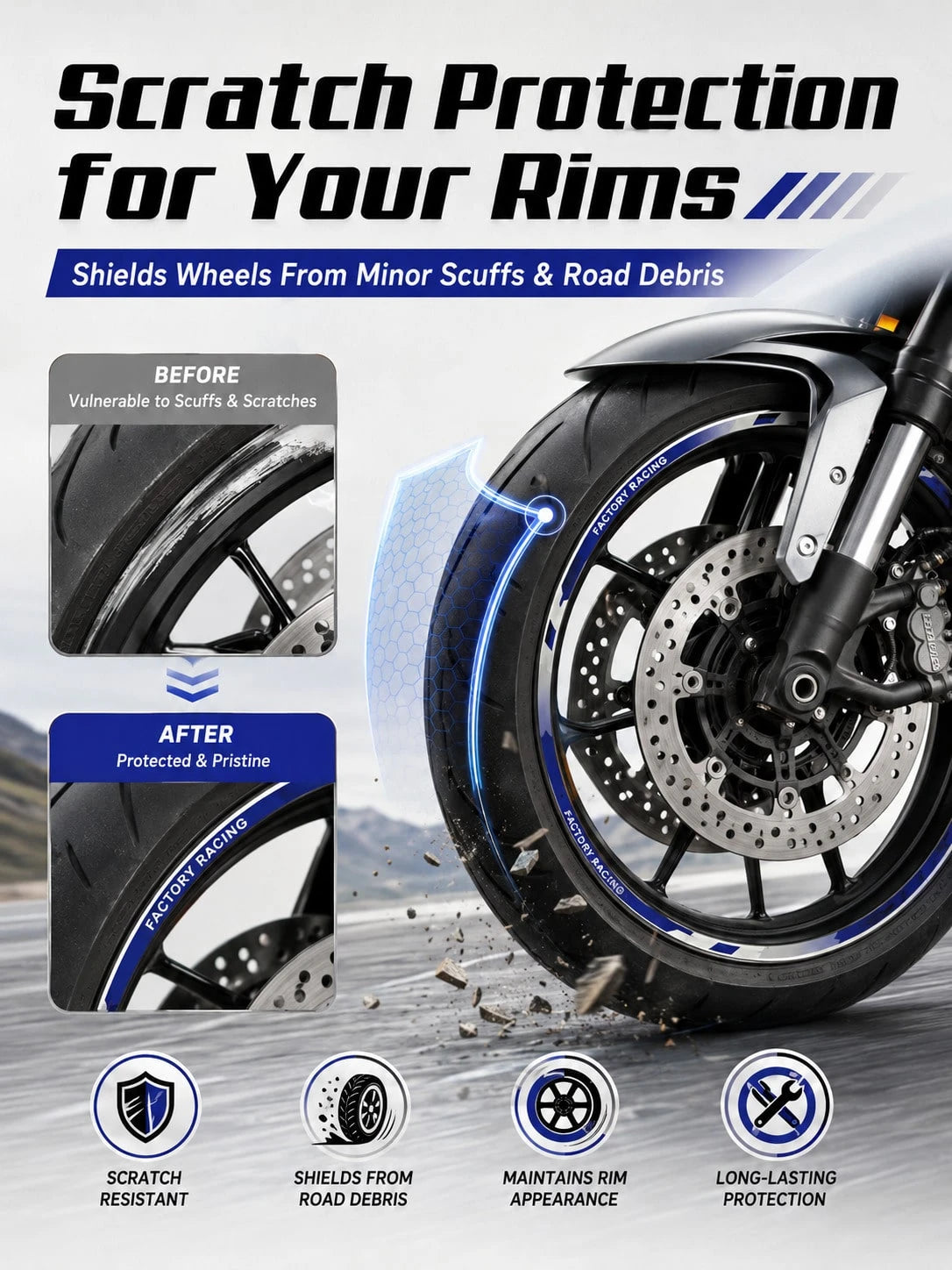 16pcs Reflective Motorcycle Wheel Rim Stickers, Racing Style Waterproof Wheel Hub Decals, Car Wheel Decoration Stickers