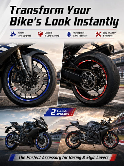 16pcs Reflective Motorcycle Wheel Rim Stickers, Racing Style Waterproof Wheel Hub Decals, Car Wheel Decoration Stickers