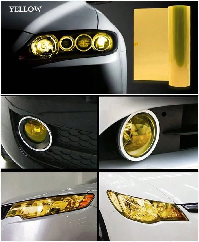 1797 Car Light Tint Film Headlight Fog Light Taillight Yellow Tinted Vinyl Tail Back Color Sticker Self Adhesive Shiny Chameleon Accessories Parts 48