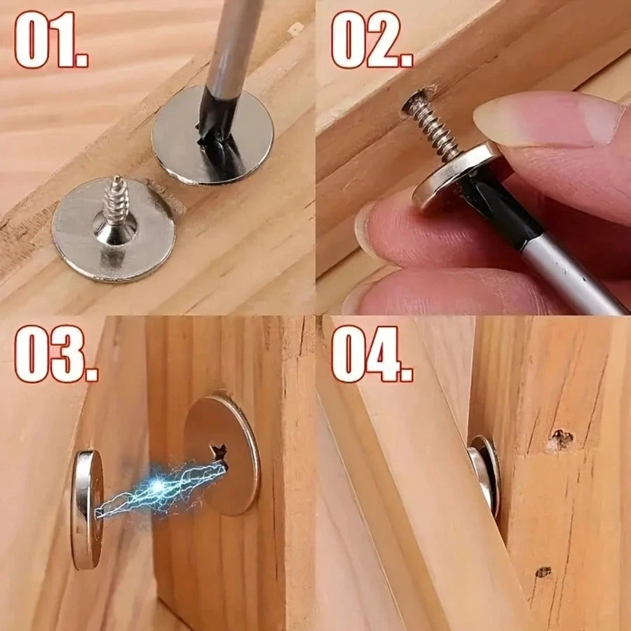 18/12/6 Pcs Cabinet Door Magnetic Closure Catch, Metal Magnetic Latch, Hidden Closure- Suitable For Various Materials, Kitchen Glass Doors And Furniture Cabinets, Magnetic Drawer Lock, Magnetic Lock