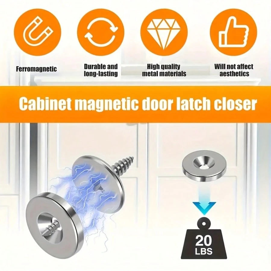 18/12/6 Pcs Cabinet Door Magnetic Closure Catch, Metal Magnetic Latch, Hidden Closure- Suitable For Various Materials, Kitchen Glass Doors And Furniture Cabinets, Magnetic Drawer Lock, Magnetic Lock