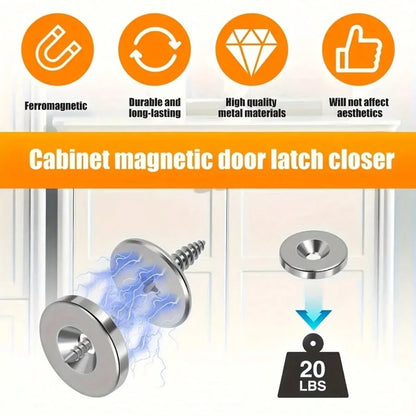 18/12/6 Pcs Cabinet Door Magnetic Closure Catch, Metal Magnetic Latch, Hidden Closure- Suitable For Various Materials, Kitchen Glass Doors And Furniture Cabinets, Magnetic Drawer Lock, Magnetic Lock