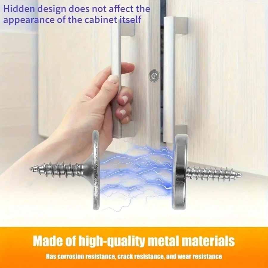 18/12/6 Pcs Cabinet Door Magnetic Closure Catch, Metal Magnetic Latch, Hidden Closure- Suitable For Various Materials, Kitchen Glass Doors And Furniture Cabinets, Magnetic Drawer Lock, Magnetic Lock