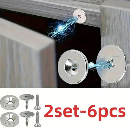 18/12/6 Pcs Cabinet Door Magnetic Closure Catch, Metal Magnetic Latch, Hidden Closure- Suitable For Various Materials, Kitchen Glass Doors And Furniture Cabinets, Magnetic Drawer Lock, Magnetic Lock