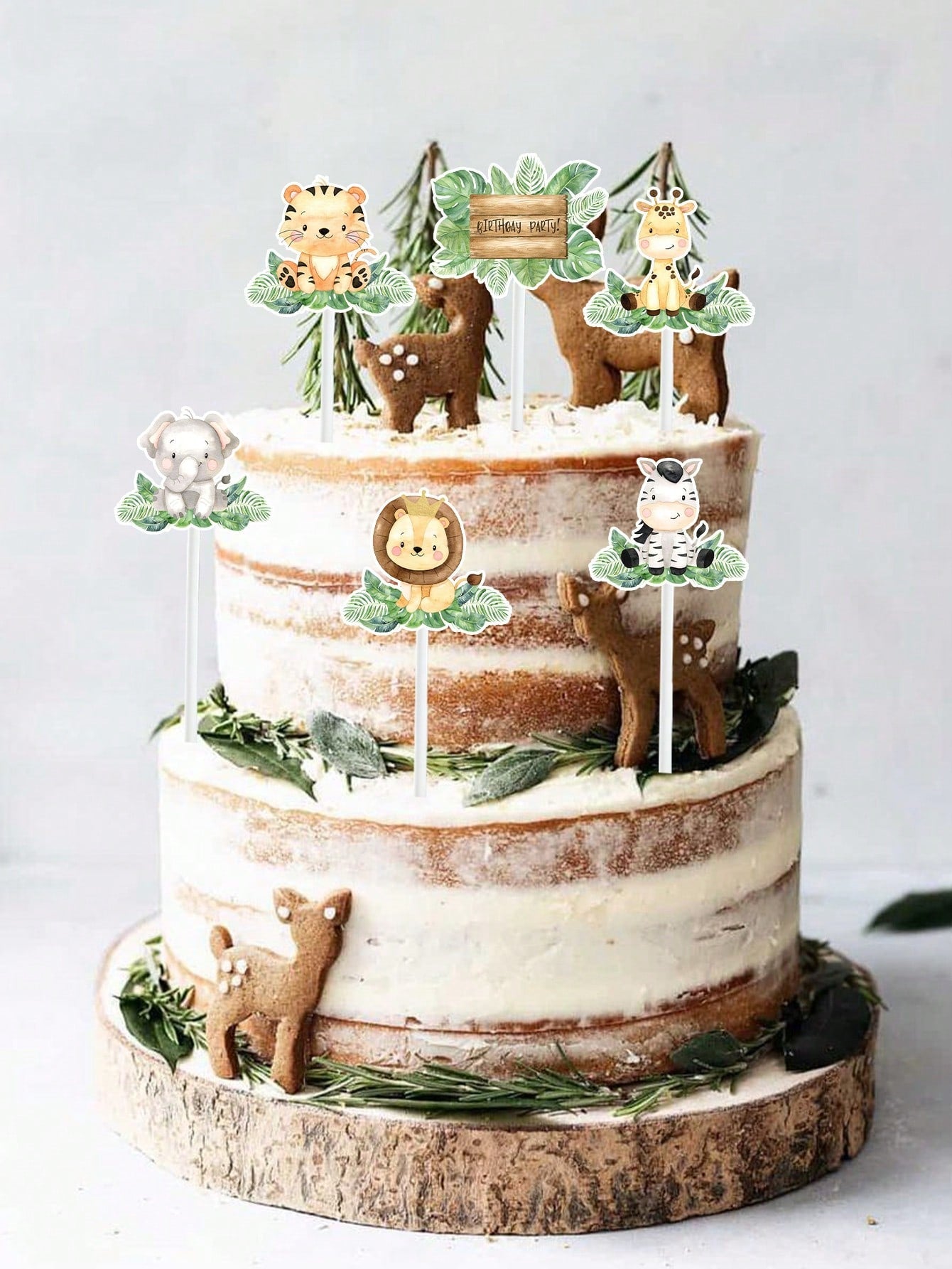 18pcs Jungle Animal Cake Toppers, Cake Decorations, 1st Birthday Party Decor, Baby Shower Decorations, Jungle Animal Theme Birthday Party Decor, Gender Reveal Party Decor, Dessert Table Decor, Cake De