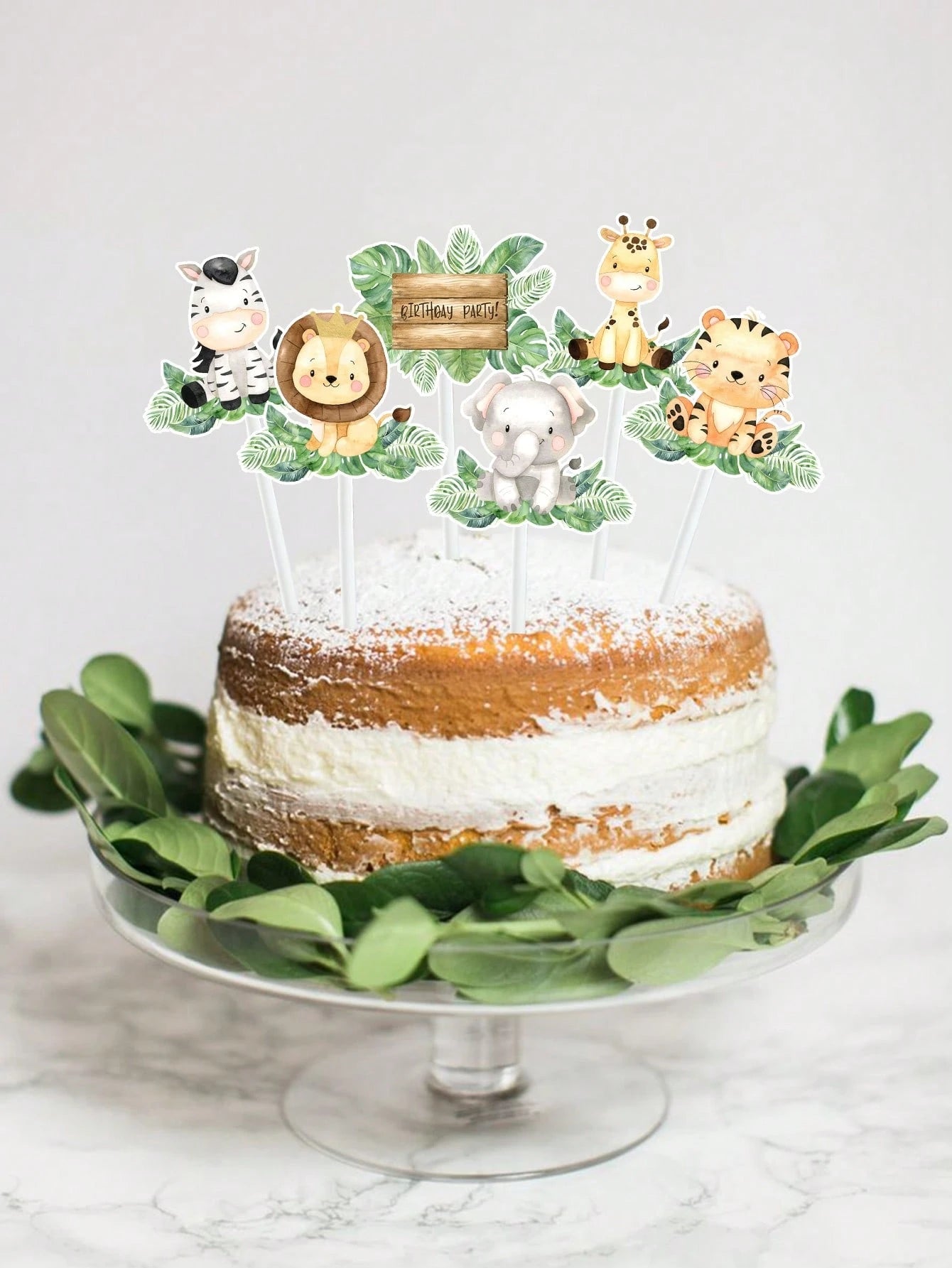18pcs Jungle Animal Cake Toppers, Cake Decorations, 1st Birthday Party Decor, Baby Shower Decorations, Jungle Animal Theme Birthday Party Decor, Gender Reveal Party Decor, Dessert Table Decor, Cake De