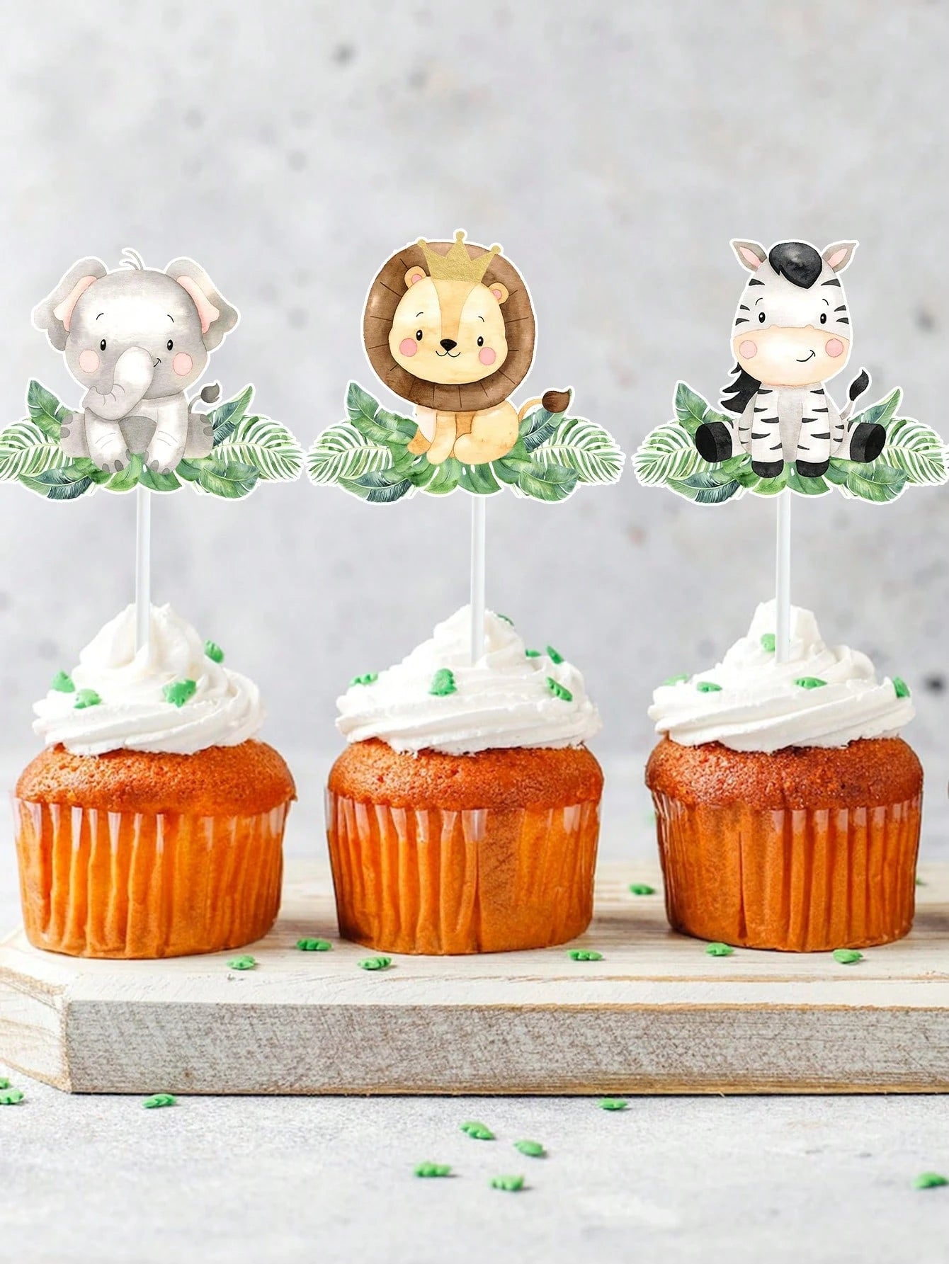 18pcs Jungle Animal Cake Toppers, Cake Decorations, 1st Birthday Party Decor, Baby Shower Decorations, Jungle Animal Theme Birthday Party Decor, Gender Reveal Party Decor, Dessert Table Decor, Cake De