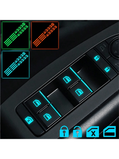 18pcs Small Car Window Control Button Stickers, Reflective Fluorescent Stickers For Car Interior