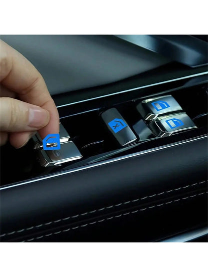 18pcs Small Car Window Control Button Stickers, Reflective Fluorescent Stickers For Car Interior