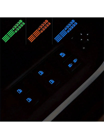 18pcs Small Car Window Control Button Stickers, Reflective Fluorescent Stickers For Car Interior