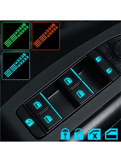18pcs Small Car Window Control Button Stickers, Reflective Fluorescent Stickers For Car Interior