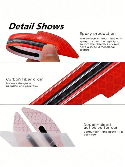 1Pair Side Mirror Reflective Stickers- Anti-Collision Protective Decals, Night Visibility, Scratch Resistant, Easy Install, Universal Exterior Accessory
