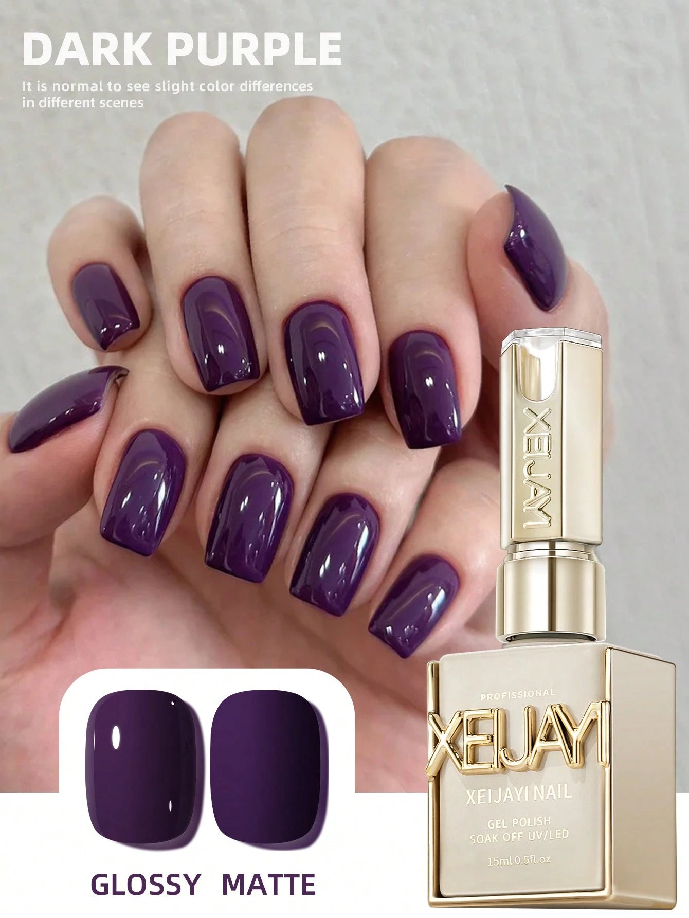 1pc 15ml Dark Purple Gel Nail Polish Starter Pure Soak Off No Wipe Nail Gel Polish Suitable For All Seasons