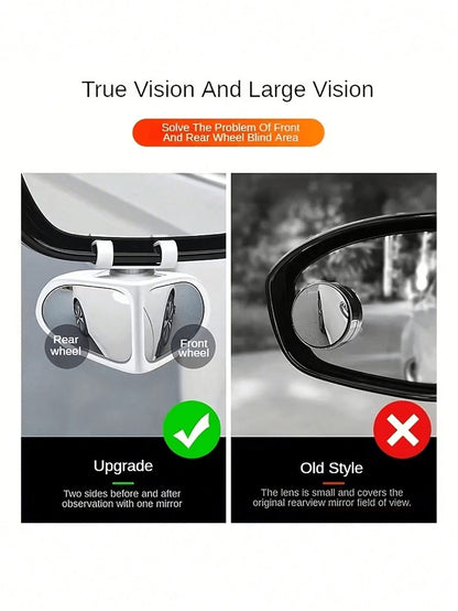 1pc/1set High-Definition Blind Spot Rearview Mirrors, Suitable For Vehicles-360 ° Adjustable, Providing Wide-Angle View For Front And Rear Wheels, Using Ultra Transparent Glass, Very Suitable For Tru