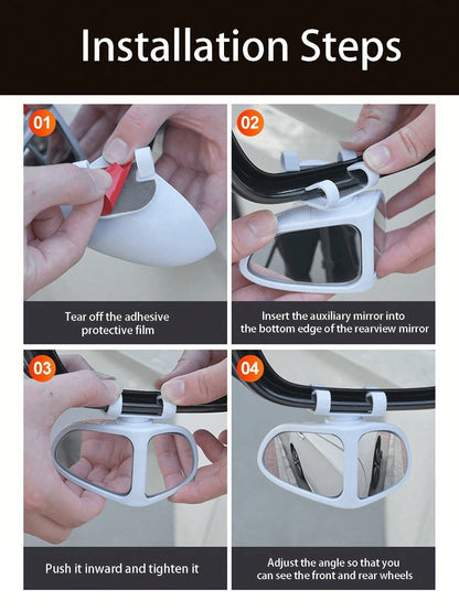 1pc/1set High-Definition Blind Spot Rearview Mirrors, Suitable For Vehicles-360 ° Adjustable, Providing Wide-Angle View For Front And Rear Wheels, Using Ultra Transparent Glass, Very Suitable For Tru