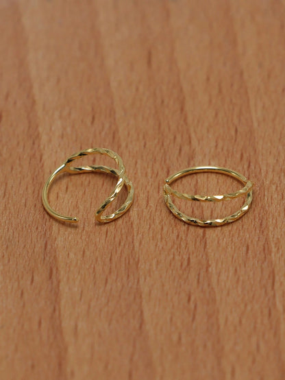 1pc 20G 9mm 925 Sterling Silver Nose Ring Earring Cartilage Piercing Septum Ring Snap Ring Soft Cartilage Double Ring Twisted Nose Stud Jewelry