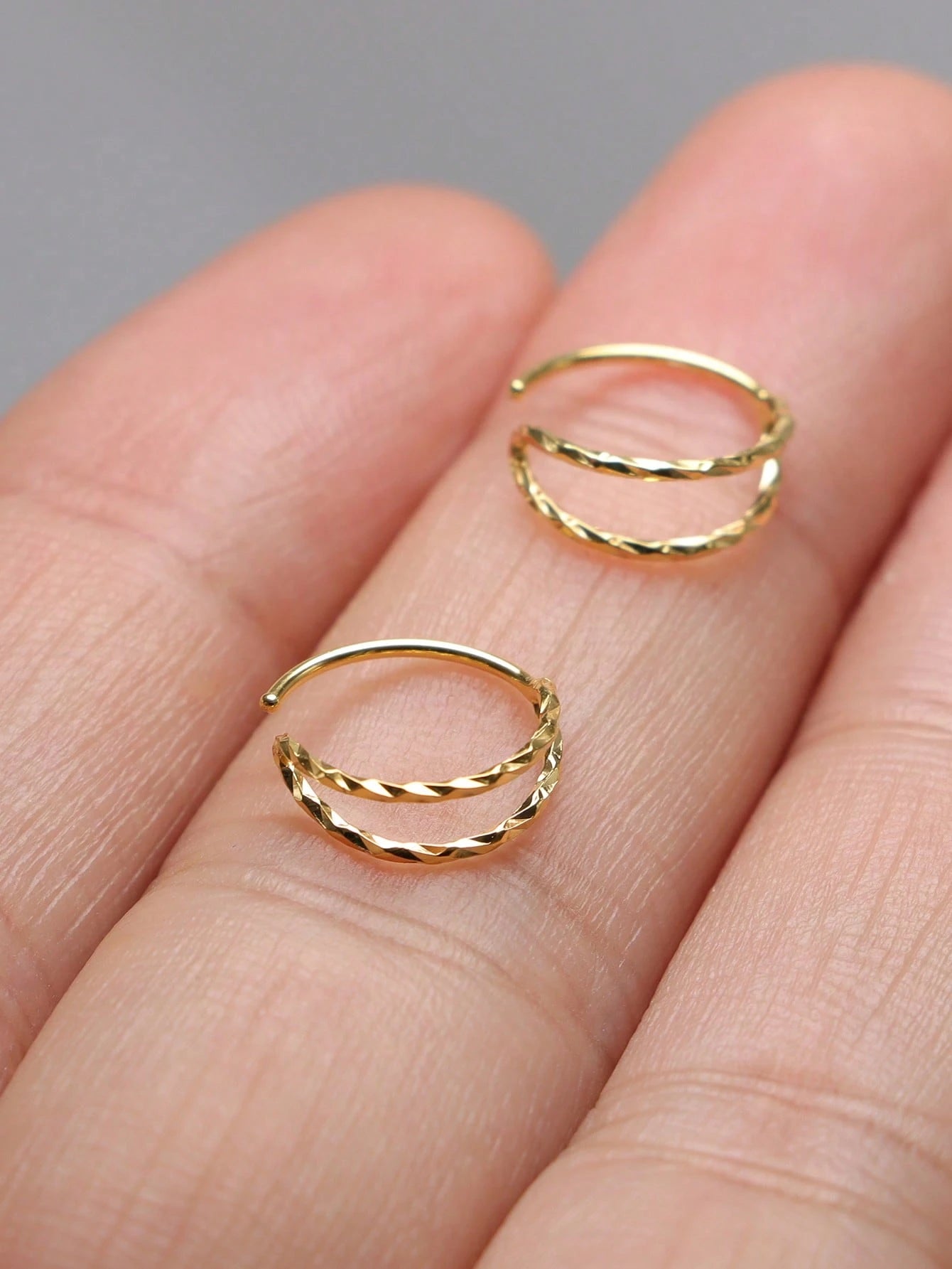 1pc 20G 9mm 925 Sterling Silver Nose Ring Earring Cartilage Piercing Septum Ring Snap Ring Soft Cartilage Double Ring Twisted Nose Stud Jewelry