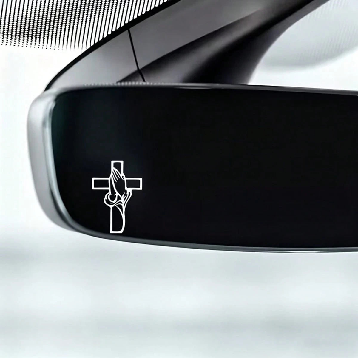 1pc 2D Flat-Plane- Cross-Prayer Gesture Sticker, Car Rearview Mirror Sticker, Car-Shaped Window Glass Sticker For Motorcycles, Laptop Vinyl Sticker, Car Sticker