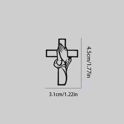 1pc 2D Flat-Plane- Cross-Prayer Gesture Sticker, Car Rearview Mirror Sticker, Car-Shaped Window Glass Sticker For Motorcycles, Laptop Vinyl Sticker, Car Sticker