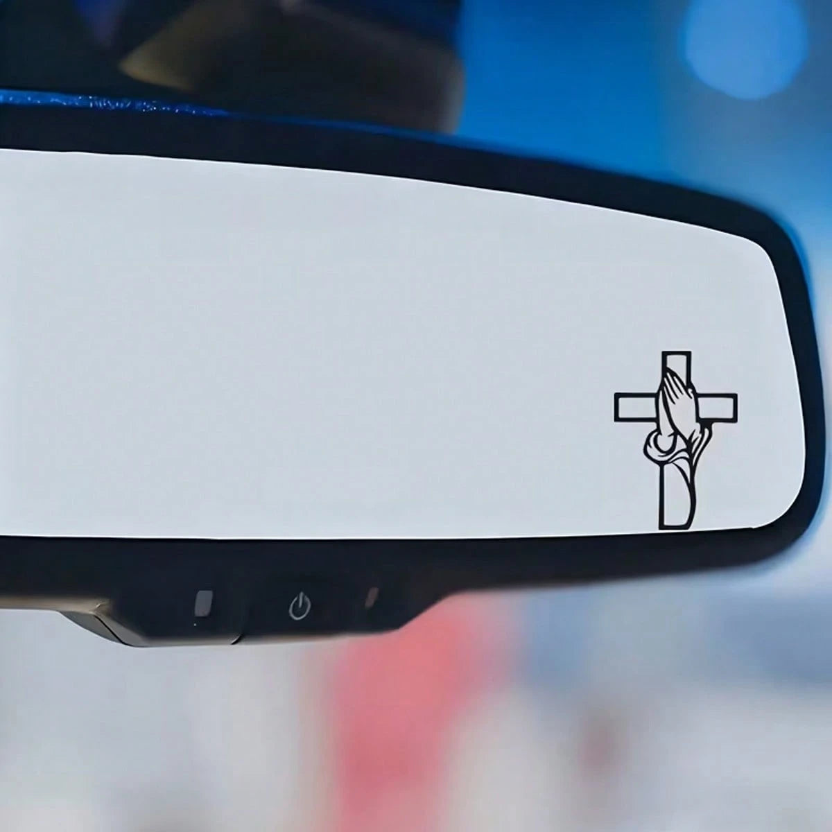 1pc 2D Flat-Plane- Cross-Prayer Gesture Sticker, Car Rearview Mirror Sticker, Car-Shaped Window Glass Sticker For Motorcycles, Laptop Vinyl Sticker, Car Sticker