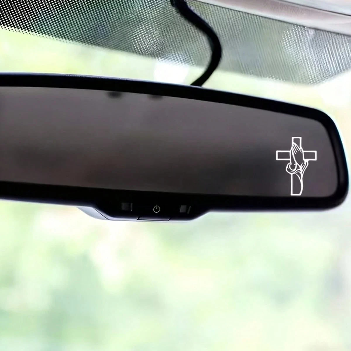 1pc 2D Flat-Plane- Cross-Prayer Gesture Sticker, Car Rearview Mirror Sticker, Car-Shaped Window Glass Sticker For Motorcycles, Laptop Vinyl Sticker, Car Sticker