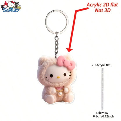 1pc 2D Flat Sanrio Hello Kitty Acrylic Keychain, Cute Creative Cartoon Keychain Pendant, Car Keychain, Backpack Wallet Keychain, Easter Decoration, Valentine's Day Gift, Birthday Gift, Acrylic 2D Flat