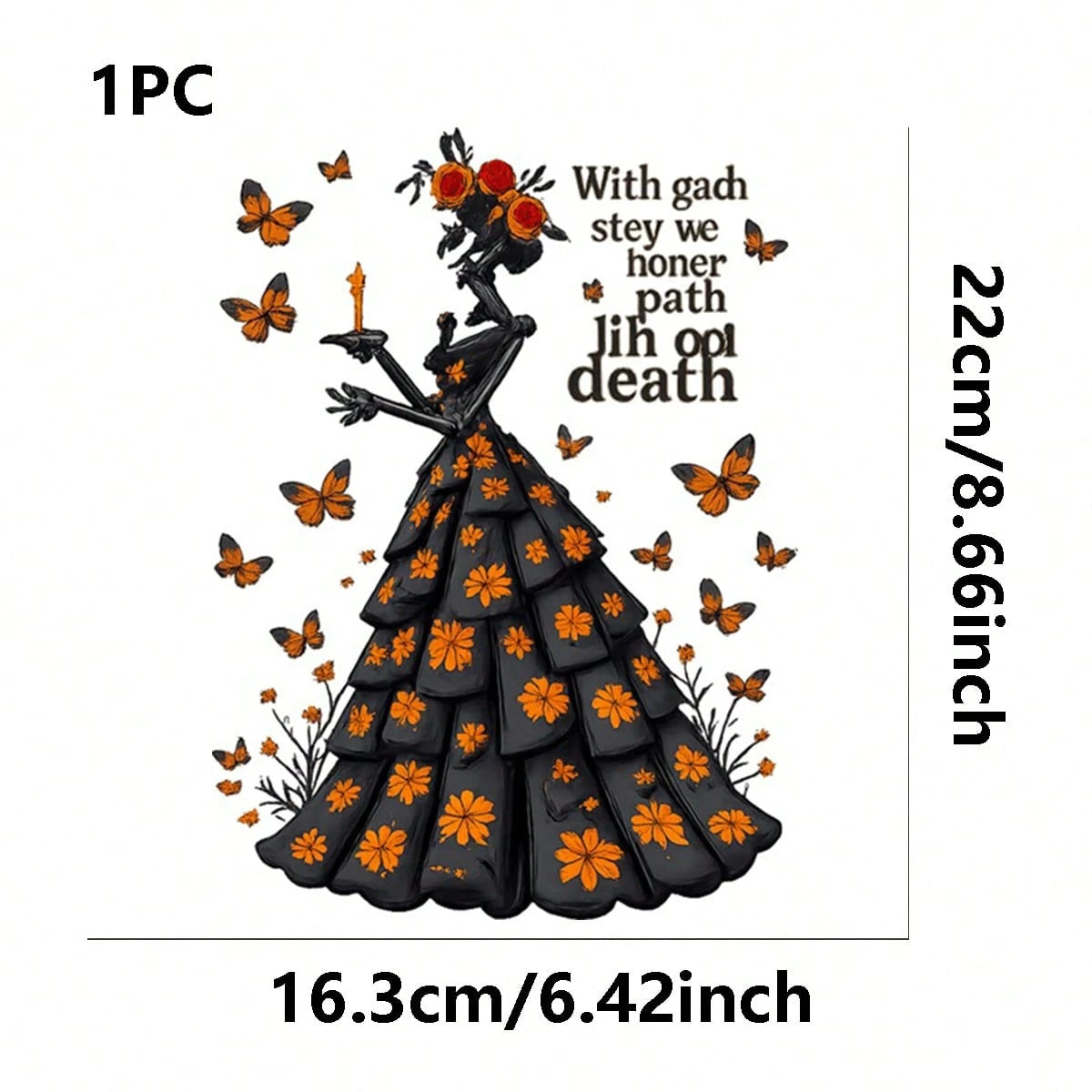 1pc/2pcs/3pcs Halloween Skull Rose Butterfly Pattern Heat Transfer Sticker DIY Iron-On Patch For T-Shirt Making, Pillow Decoration- Multi-Color Durable Washable Plastic Sticker, Suitable For Backpack
