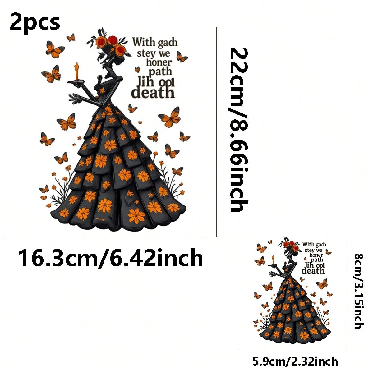 1pc/2pcs/3pcs Halloween Skull Rose Butterfly Pattern Heat Transfer Sticker DIY Iron-On Patch For T-Shirt Making, Pillow Decoration- Multi-Color Durable Washable Plastic Sticker, Suitable For Backpack