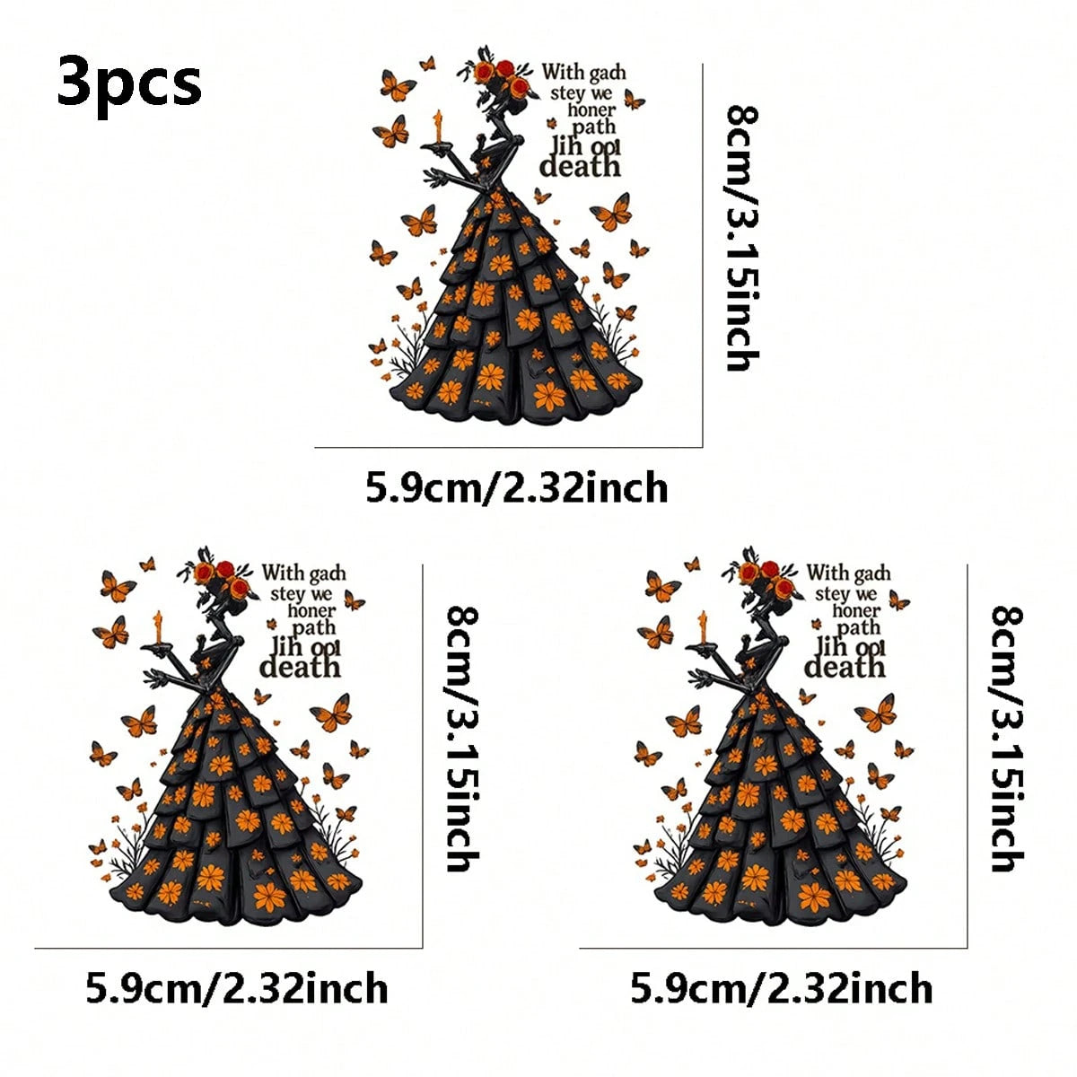 1pc/2pcs/3pcs Halloween Skull Rose Butterfly Pattern Heat Transfer Sticker DIY Iron-On Patch For T-Shirt Making, Pillow Decoration- Multi-Color Durable Washable Plastic Sticker, Suitable For Backpack
