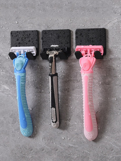 1pc/2pcs/3pcs No Drill Razor Holder Wall Mount Power Cord Plug Hook Hanger For Clothes & Bags
