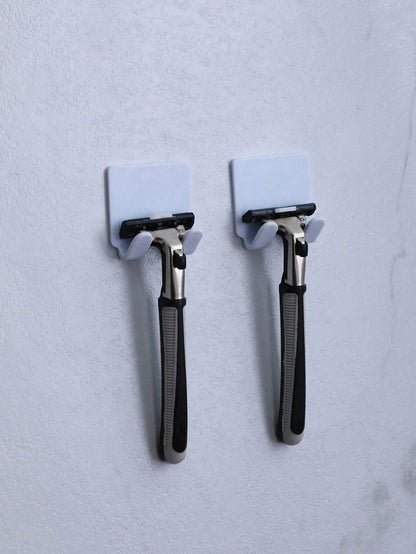 1pc/2pcs/3pcs No Drill Razor Holder Wall Mount Power Cord Plug Hook Hanger For Clothes & Bags