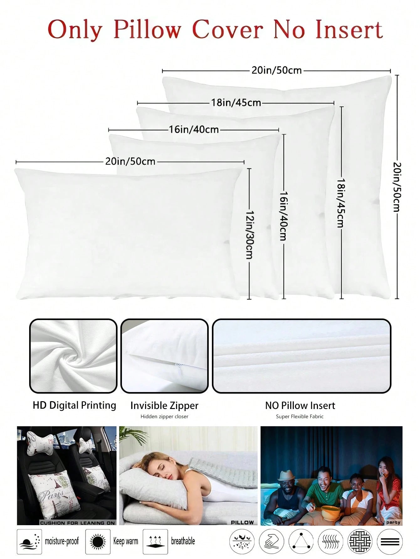 1pc/2pcs/4pcs Super Soft Pillow Cover, Pure White Decorative Pillow Sham,DIY Painting, 17.7"X17.7", 15.7"X15.7", Suitable For Sofa, Living Room, Bedroom Home Decor, Without Pillow Insert