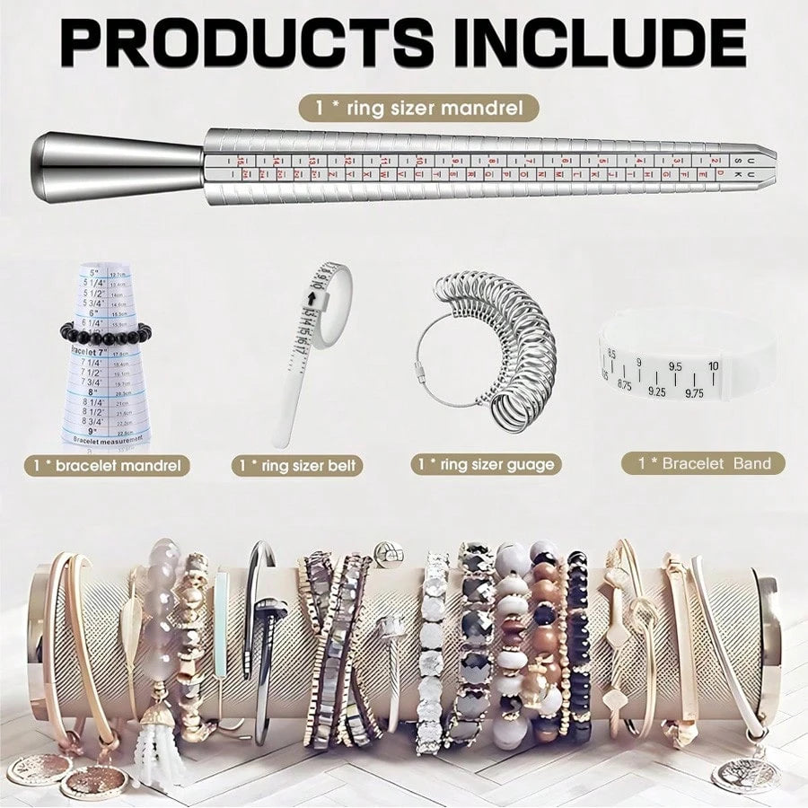1pc/2pcs/5pcs Ring Sizer Tool Kit, Mandrel Gauge, Alloy Stick, US Ring Size 0-13, Adjustable Bracelet Mandrel, Plastic Wrist Ruler, Reusable Ring Measuring Tape, Jewelry Tools