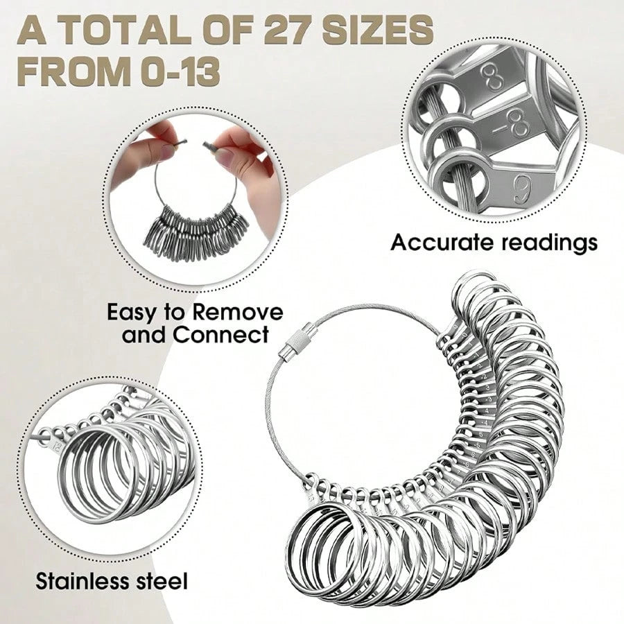 1pc/2pcs/5pcs Ring Sizer Tool Kit, Mandrel Gauge, Alloy Stick, US Ring Size 0-13, Adjustable Bracelet Mandrel, Plastic Wrist Ruler, Reusable Ring Measuring Tape, Jewelry Tools