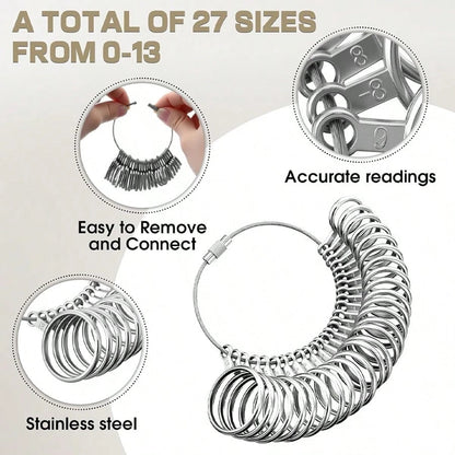 1pc/2pcs/5pcs Ring Sizer Tool Kit, Mandrel Gauge, Alloy Stick, US Ring Size 0-13, Adjustable Bracelet Mandrel, Plastic Wrist Ruler, Reusable Ring Measuring Tape, Jewelry Tools